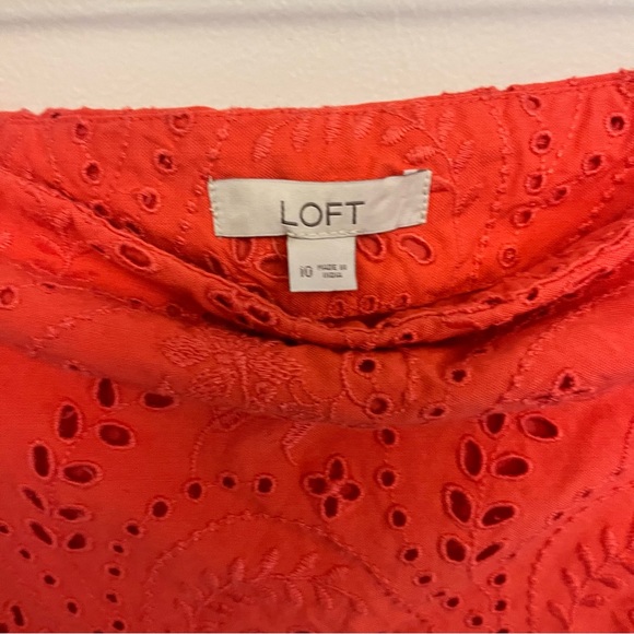 Loft - Embroidered Scalloped Skirt - warm coral - size 10 - Picture 4 of 10